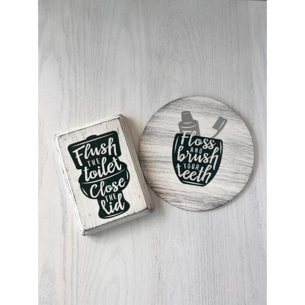Rustic Look Bathroom Wall Decor Black & White